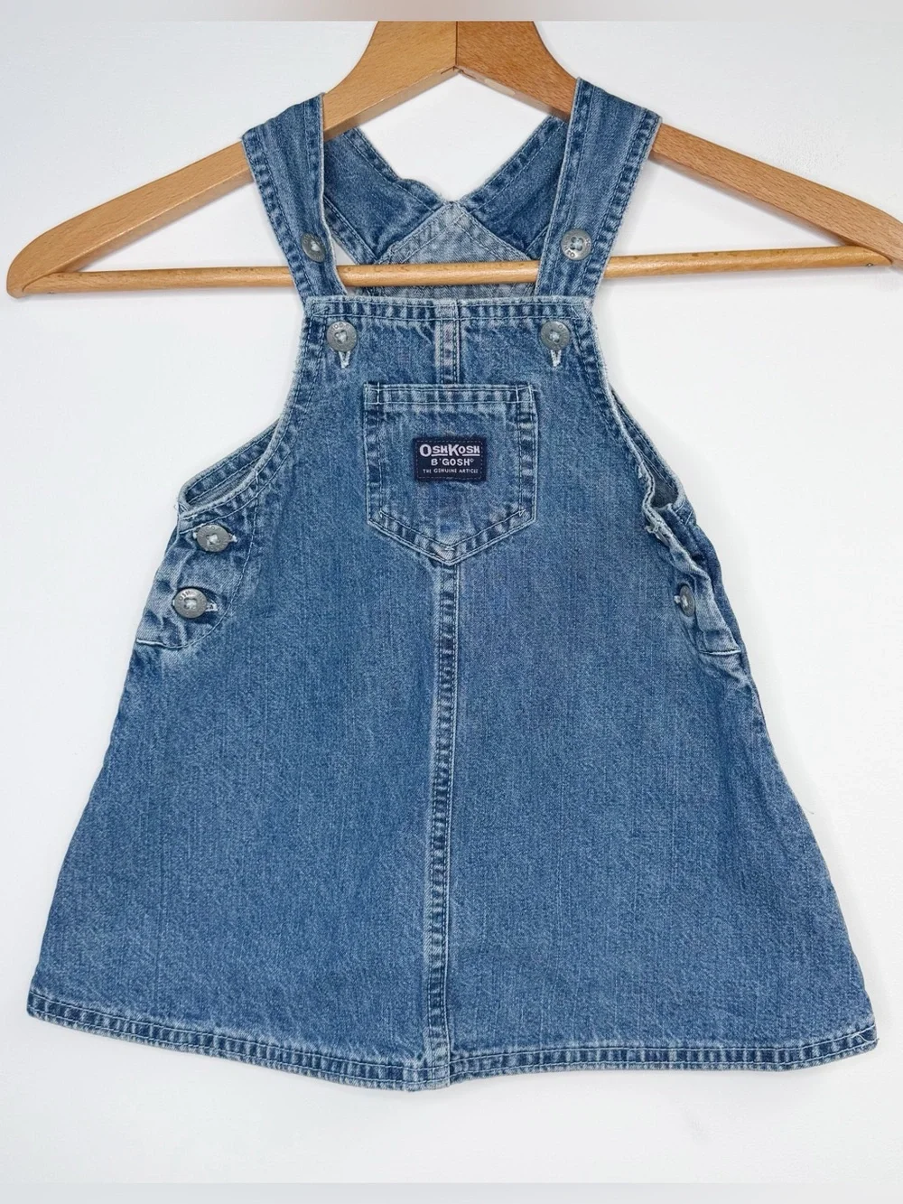 Vintage‎ Oshkosh Toddler Girl 24 mos Denim Overall Jumper Dress Y2K 90’s
